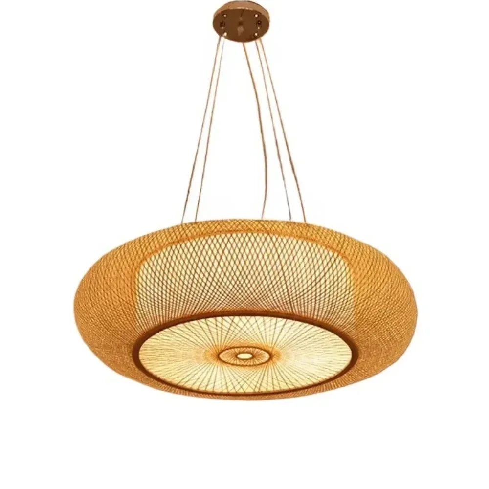 Lampadario in bambù intrecciato con attacco E27, da 40 a 80 cm – dettaglio 6