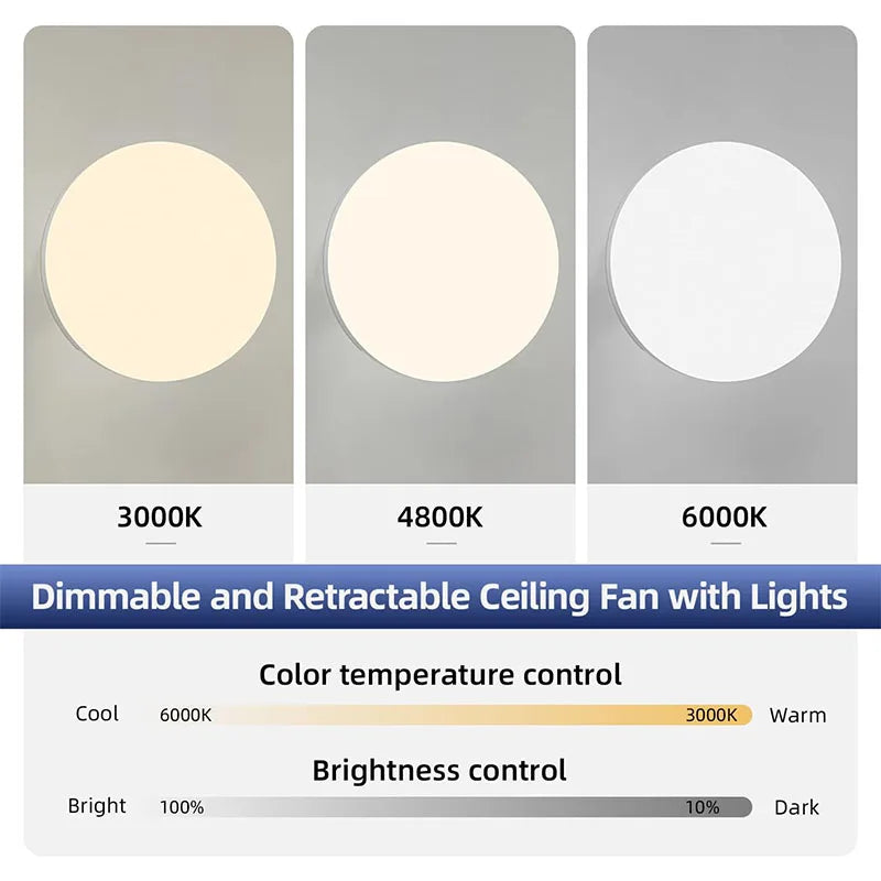 Ventilatore da soffitto pieghevole con luce LED dimmerabile – dettaglio 1