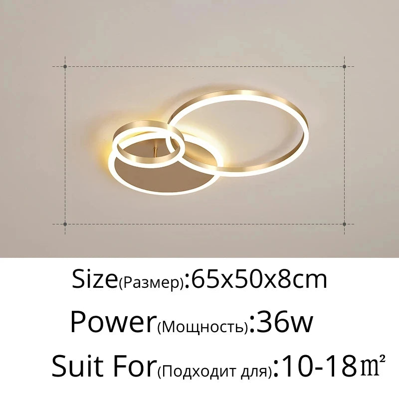 Lampadario Moderno a LED per Interni, Illuminazione a Soffitto per Soggiorno, Studio, Camera da Letto, Anelli – foto 11