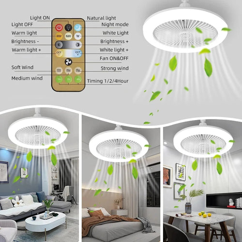 Lampada a LED CANMEIJIA con ventilatore da soffitto, dimmerabile, con 3 velocità di ventilazione e timer – foto 2
