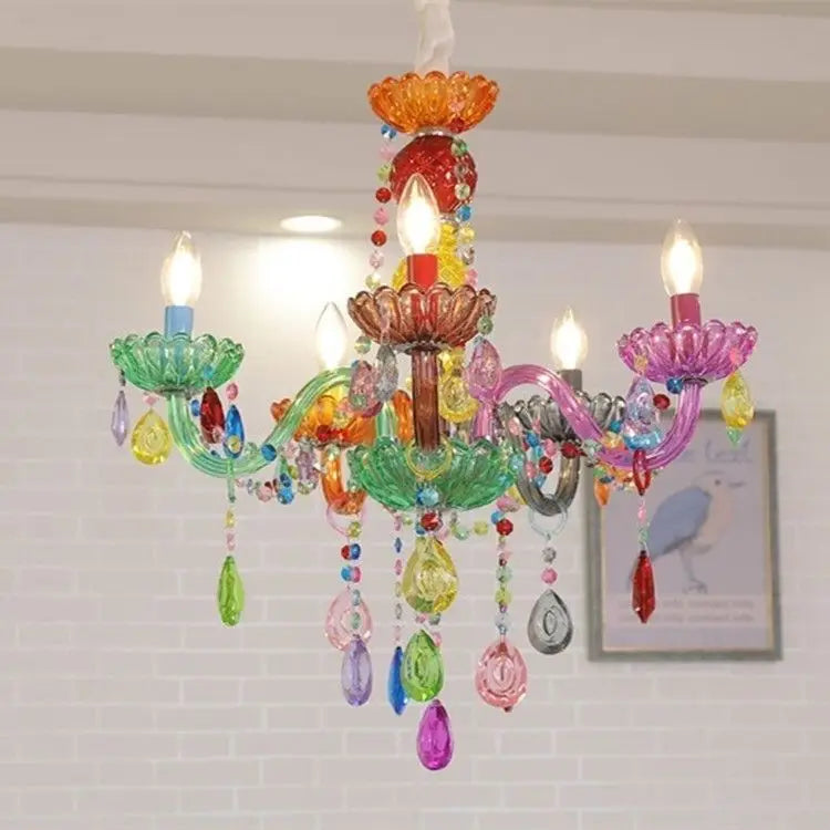 Lampadario a candela in cristallo colorato, da 5 a 10 luci – dettaglio 3