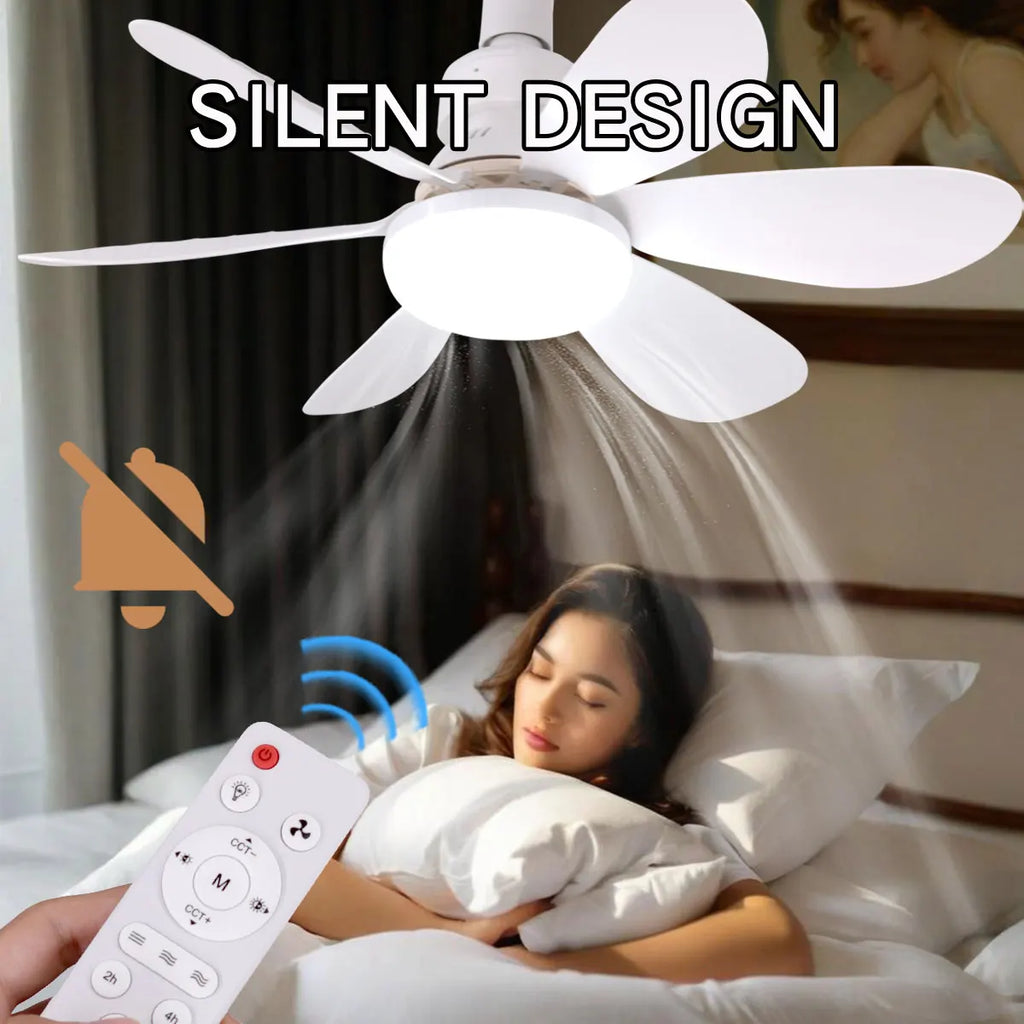 Ventilatore da soffitto 6 pale con luce LED E27 e timer – dettaglio 2