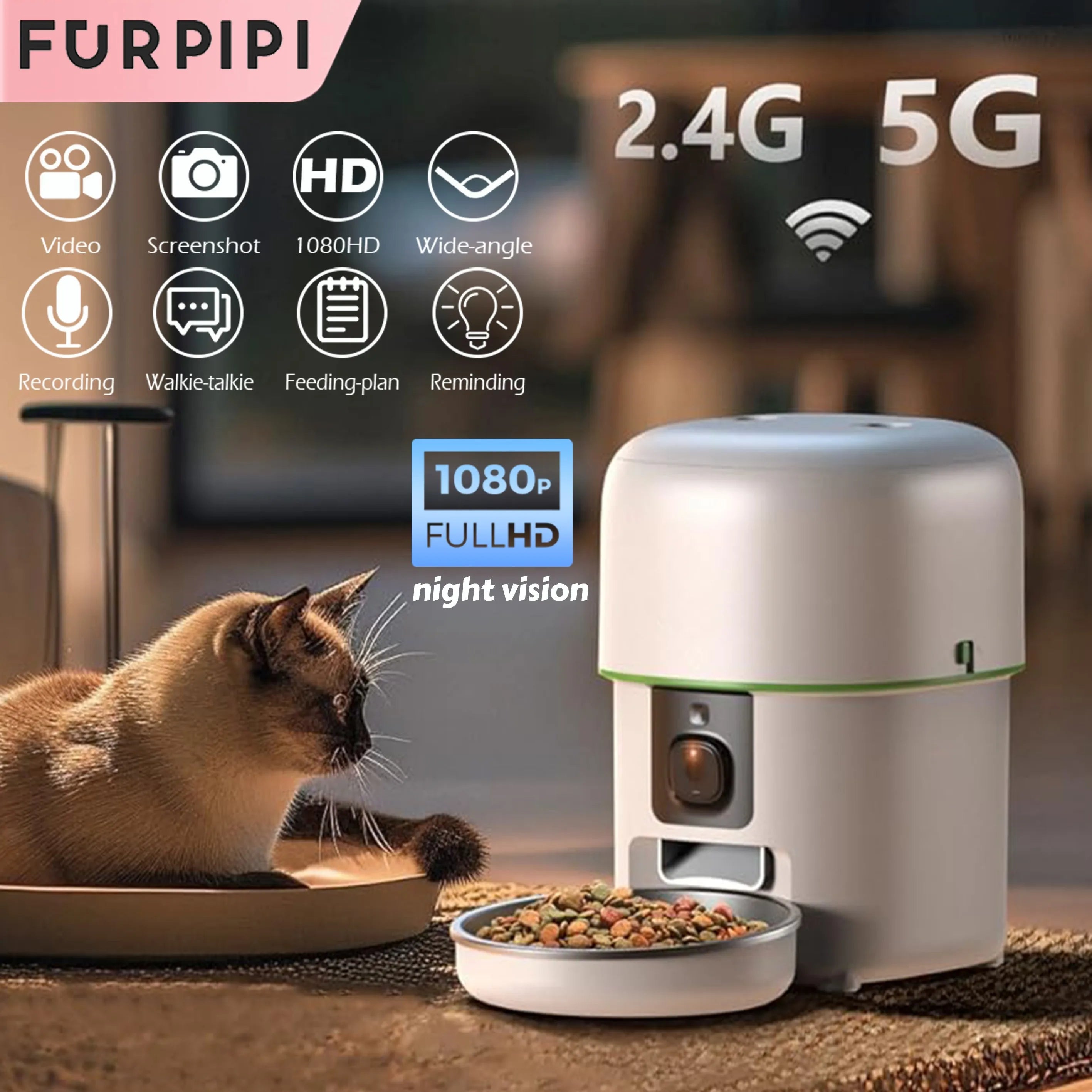 Distributore automatico di crocchette con telecamera HD e WiFi
