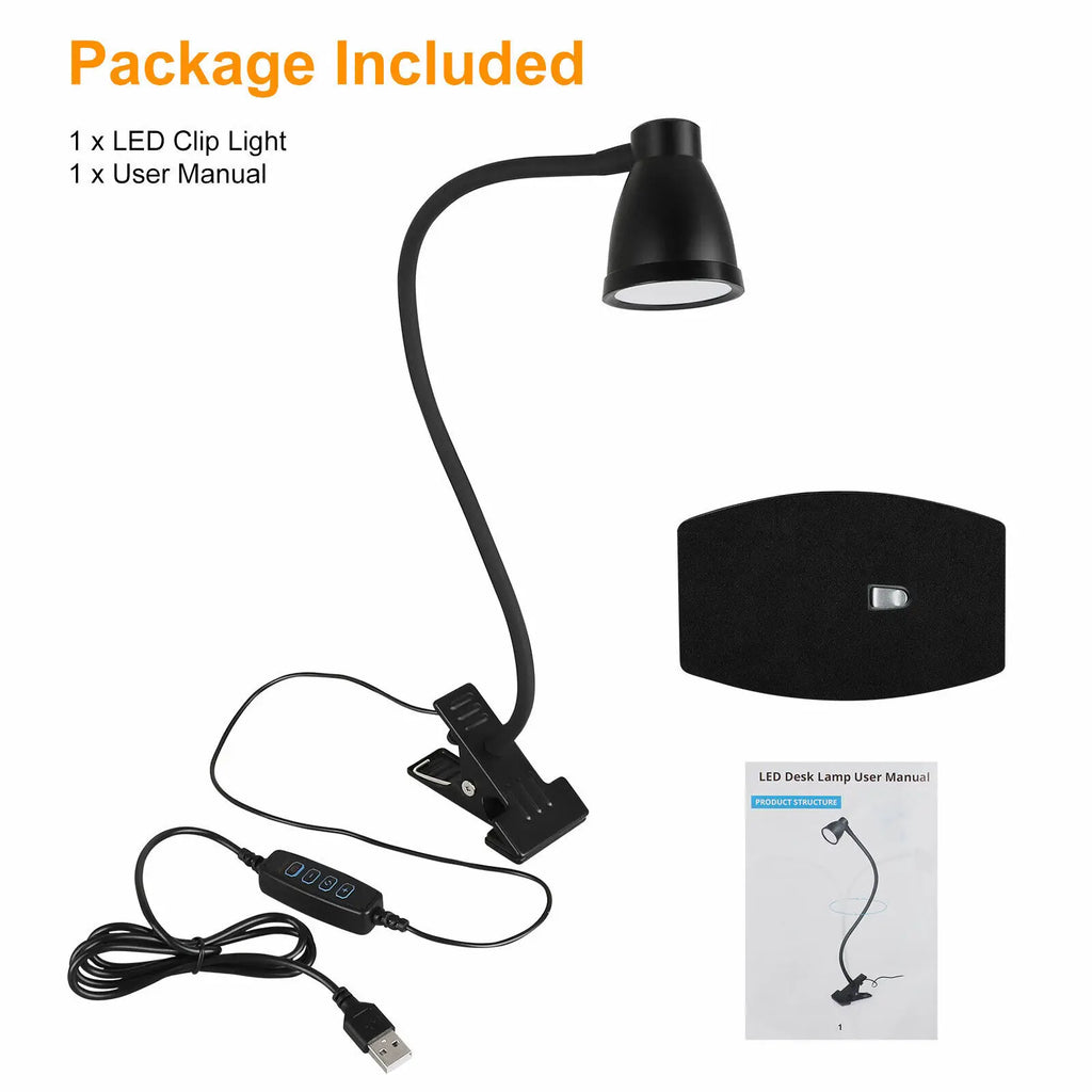 Lampada da Scrivania a LED a Clip con Collo di Cigno – foto 2
