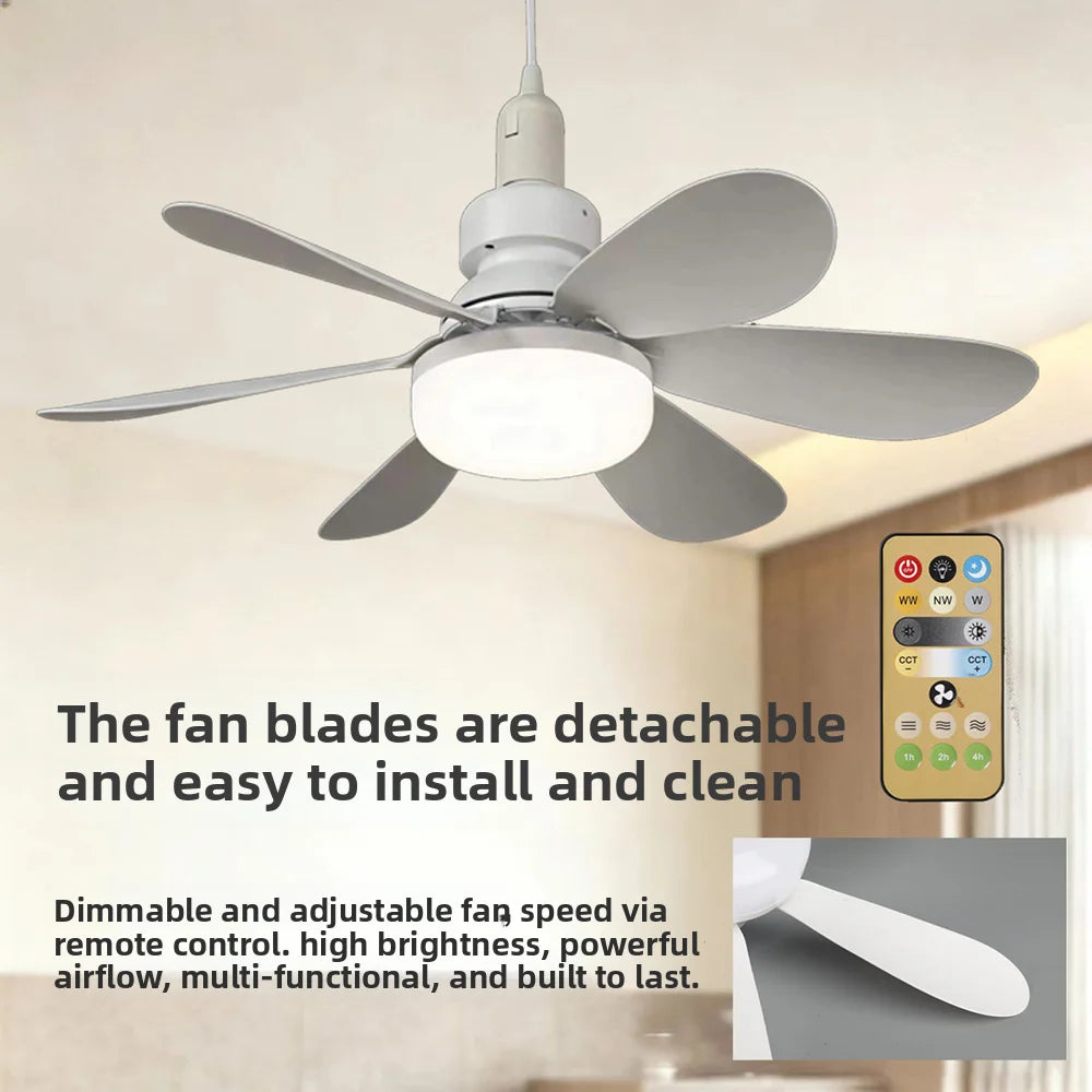 Ventilatore da Soffitto LED 30W/40W con Attacco E27 e Telecomando Dimmerabile per Soggiorni, Uffici e – foto 6