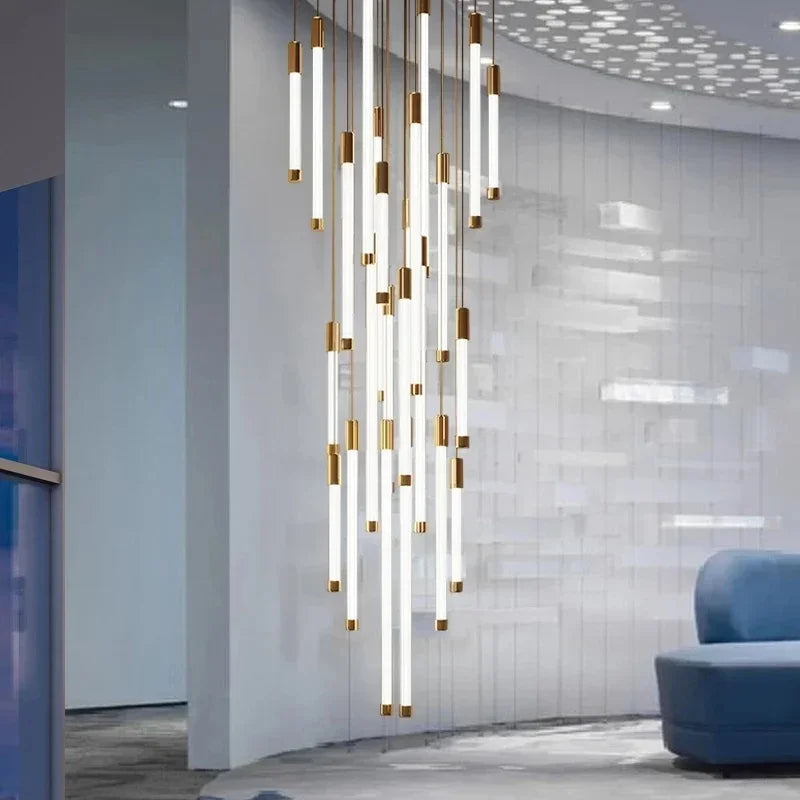 Lampadario LED per scale, 3, 5 o 8 luci, 3 finiture