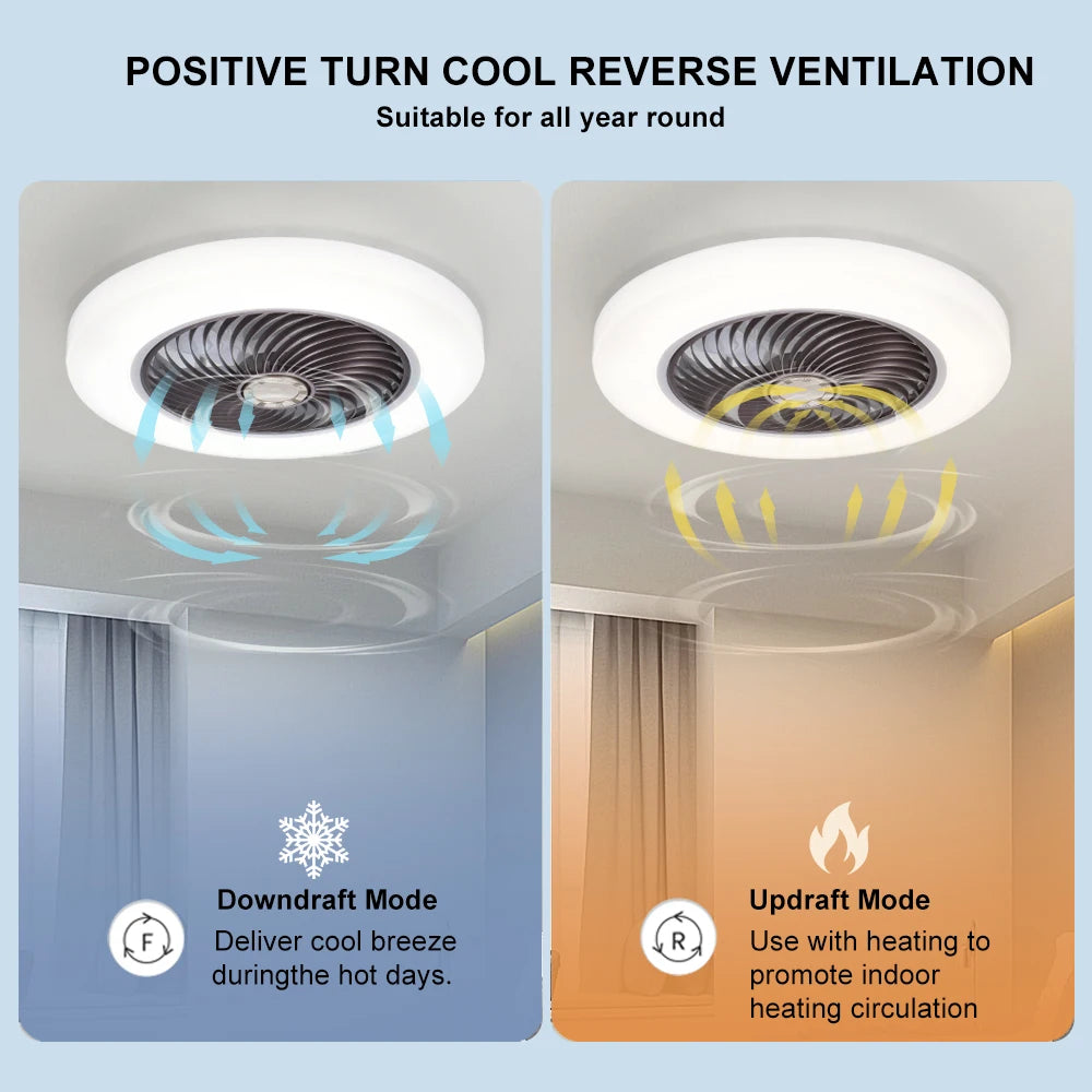 Ventilatori da soffitto intelligenti con luci Telecomando Decorazioni per la camera da letto Lampada da – foto 4