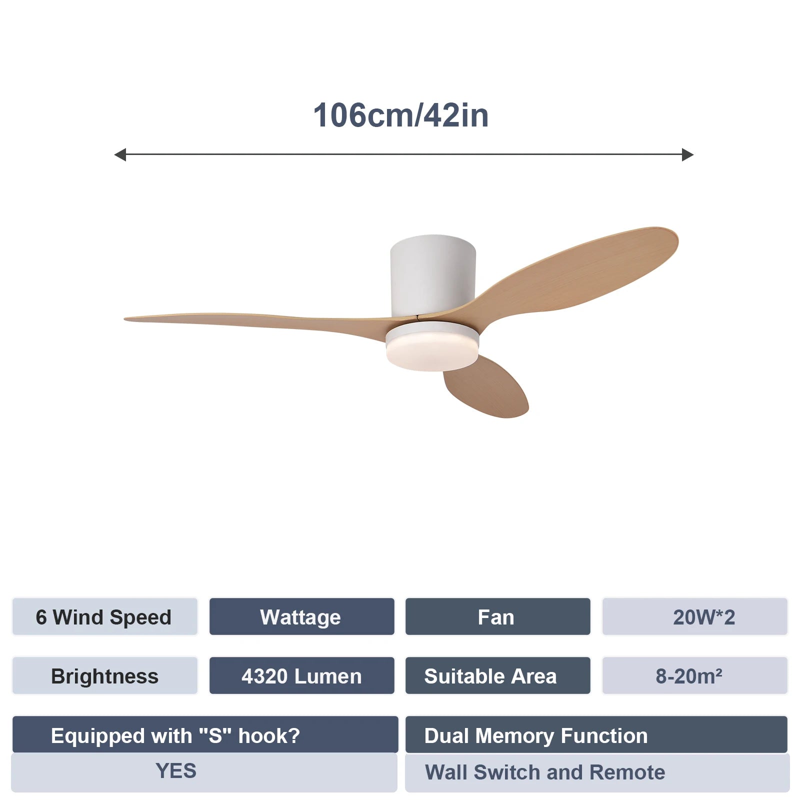 Ventilatore da soffitto motore DC a profilo basso, senza luce – dettaglio 6
