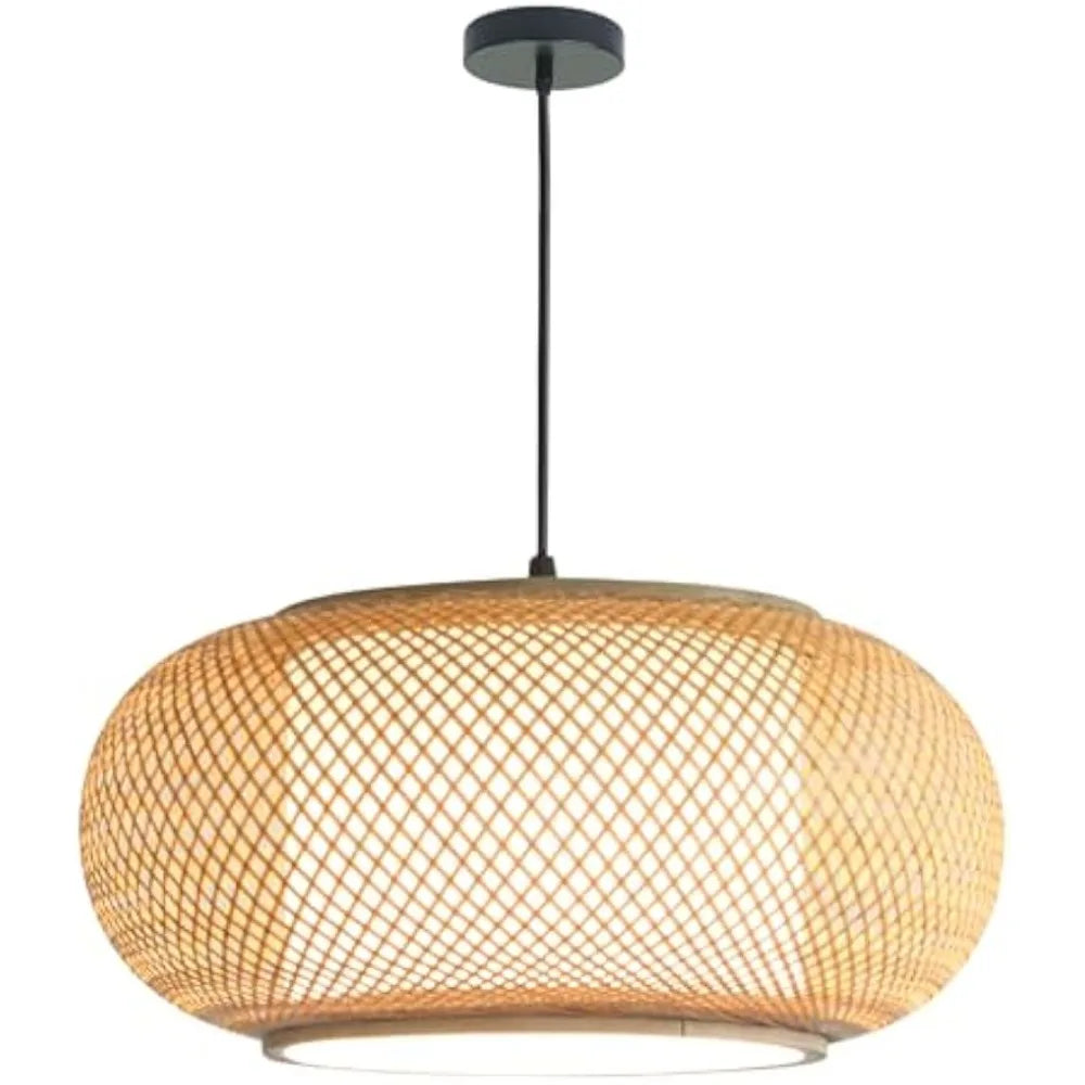 Lampadario in bambù intrecciato con attacco E27, da 40 a 80 cm – dettaglio 2