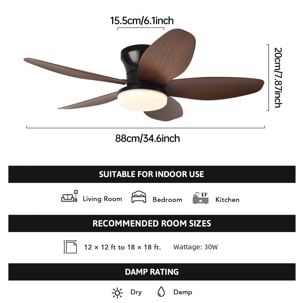 Ventilatore da soffitto 5 pale a incasso, stile mid-century – dettaglio 11