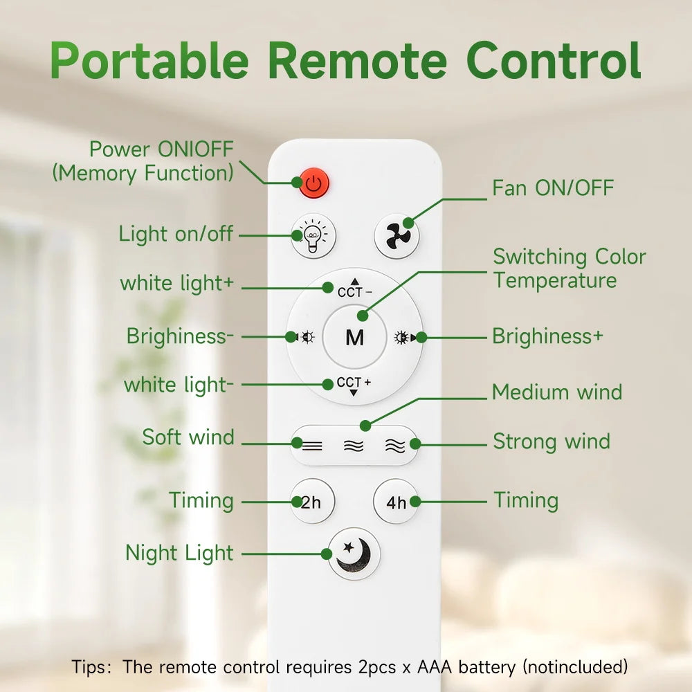 Ventilatore da soffitto con luce LED, timer, dimmer e telecomando – dettaglio 2
