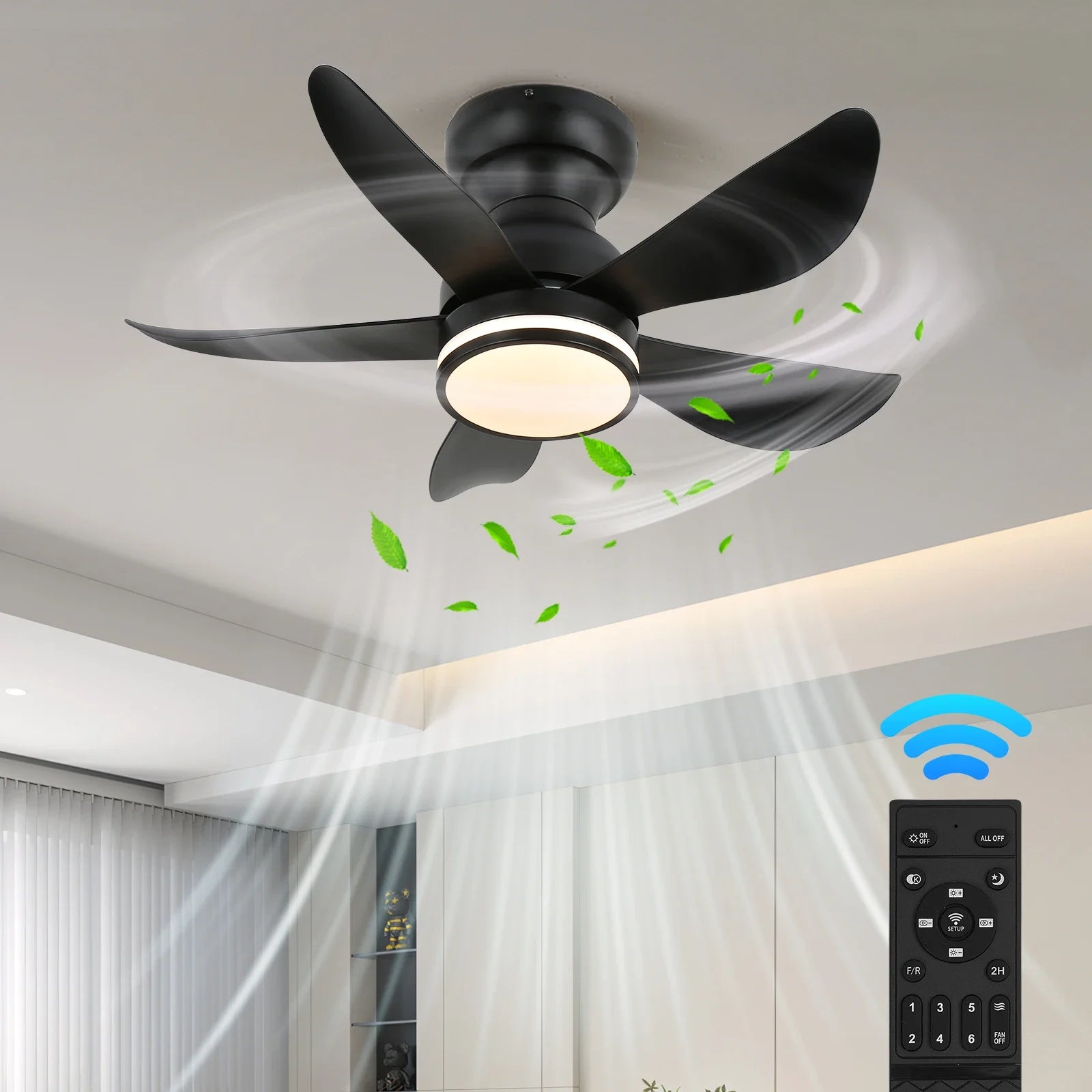 Lampadario con ventilatore e luce LED RGB, da 29 a 52 pollici – dettaglio 3