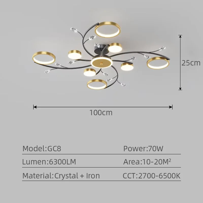 Lampadario di Lusso per Soffitto, Illuminazione Domestica, Decorazione in Cristallo, Lampada da Soffitto con – foto 7