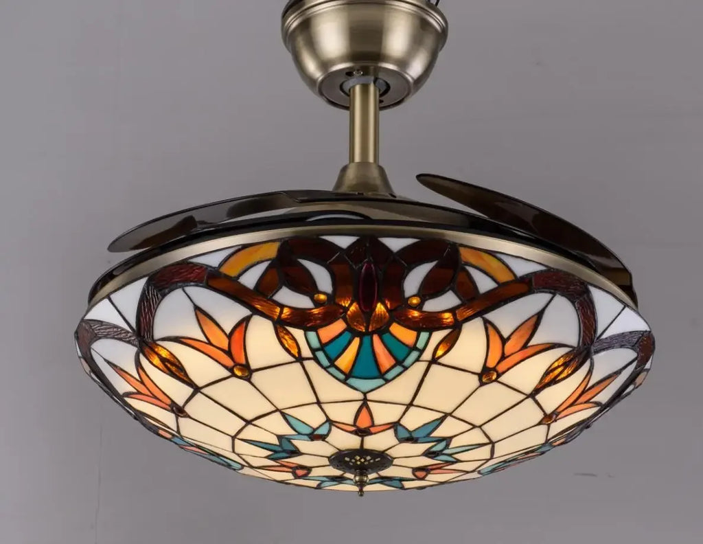 Ventilatore da soffitto invisibile 42 pollici con lampada Tiffany – dettaglio 4