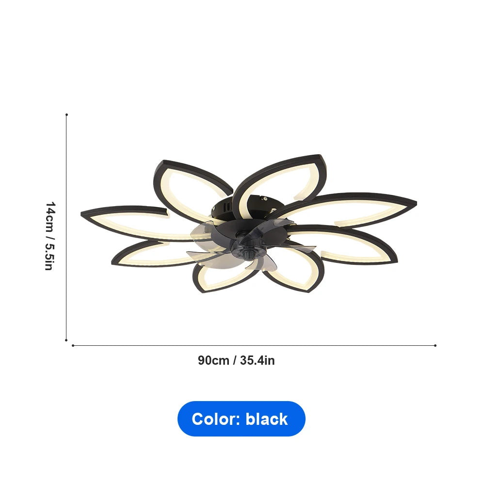 Ventilatore da soffitto con luce LED a petali e telecomando – dettaglio 6