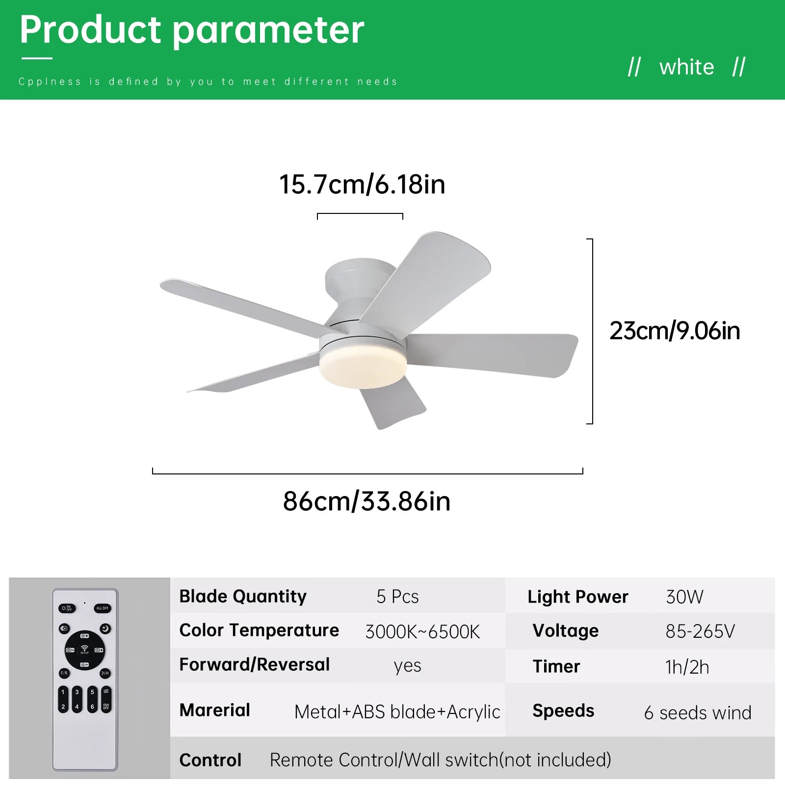 Ventilatore da soffitto moderno con luce, adatto per interni ed esterni, dimmerabile, a basso profilo, con – foto 9