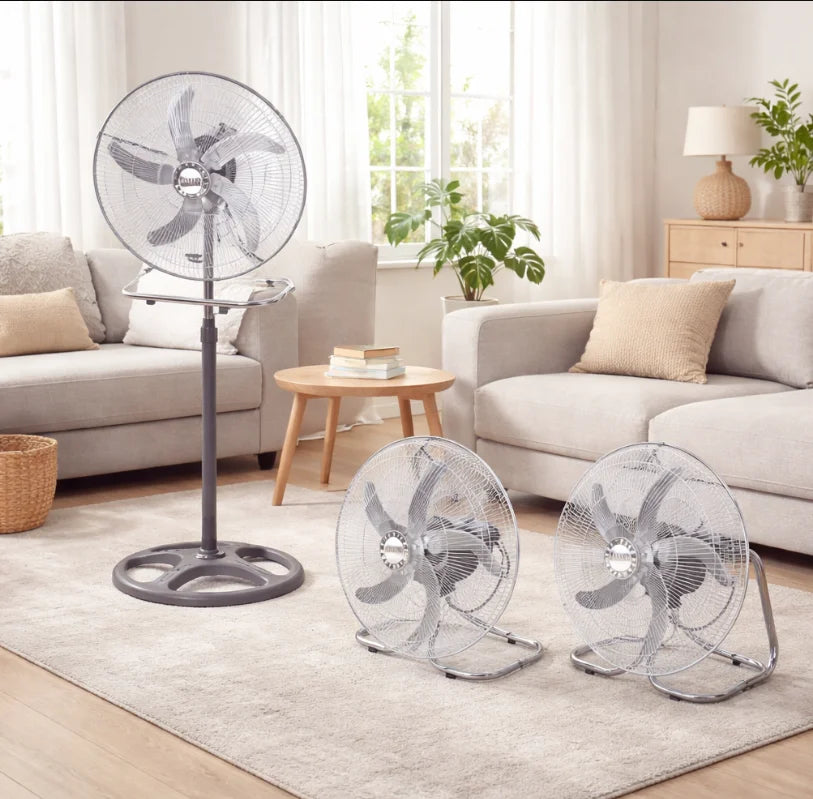 Ventilatore a piantana con 5 pale in metallo e 3 velocità – dettaglio 2