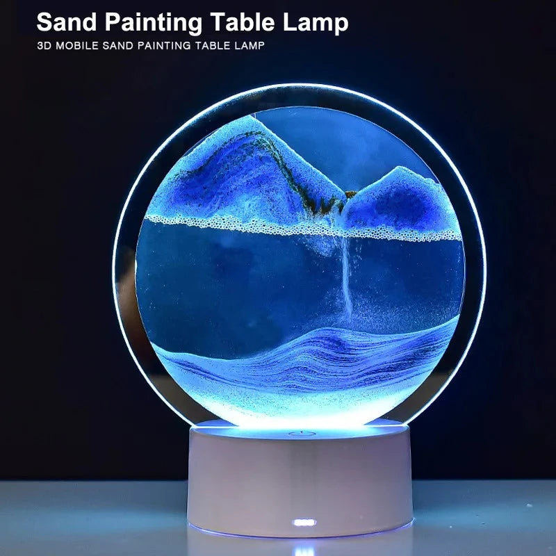 Lampada da Tavolo 3D con Sabbia Fluida e Clessidra
