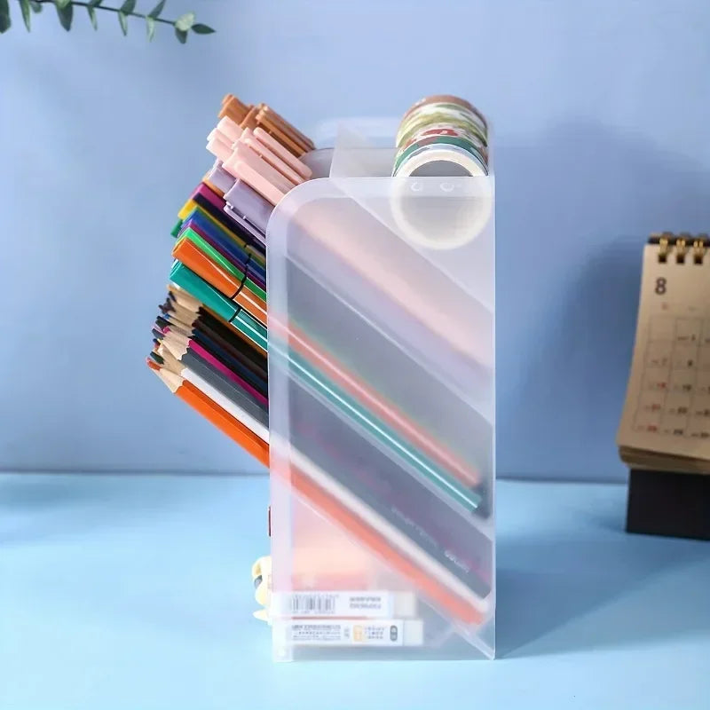 Portapenne organizer da scrivania in plastica trasparente – foto 2
