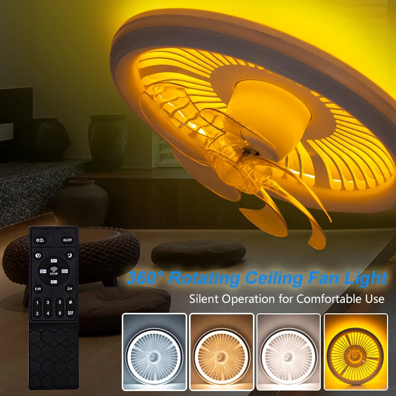 Ventilatore da soffitto moderno con luce, telecomando e regolazione continua dell'intensità luminosa a 360° ° – foto 6