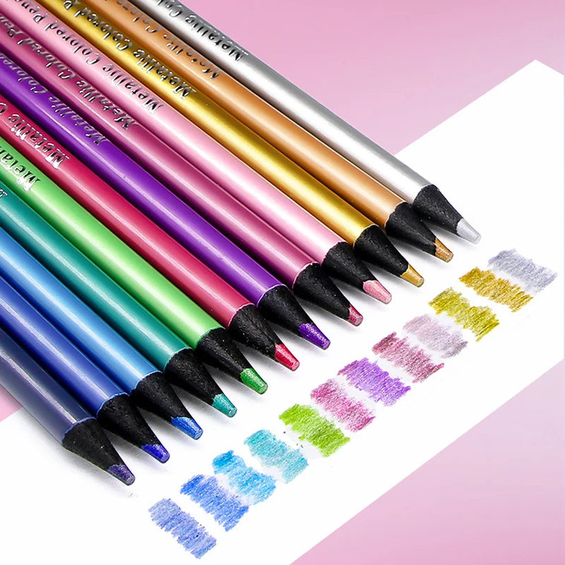 Matite colorate metallizzate, set da 12, mina morbida 2B – dettaglio 5