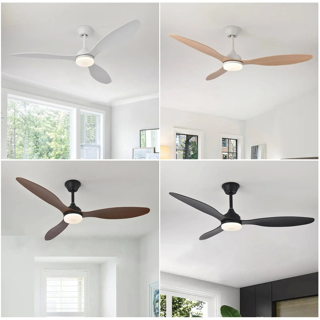 Ventilatore da soffitto con luce, 25/42/52 pollici, a basso profilo, con telecomando, per interni ed esterni