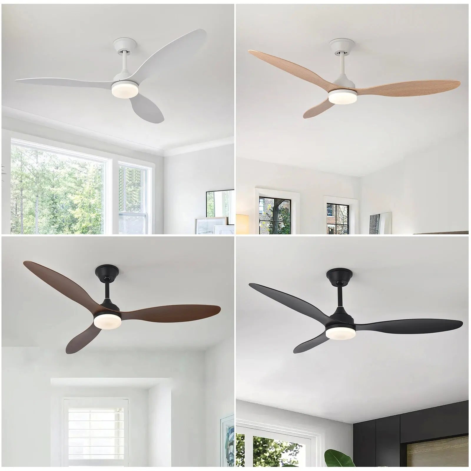 Ventilatore da soffitto con luce, 25/42/52 pollici, a basso profilo, con telecomando, per interni ed esterni