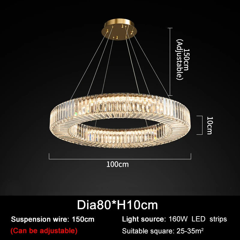 Lampadario LED in cristallo rotondo da 60 cm – dettaglio 7