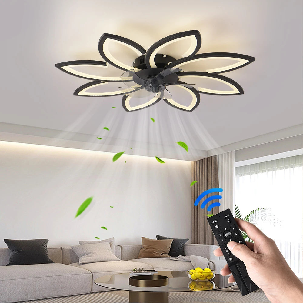 Ventilatore da soffitto con luce LED a petali e telecomando