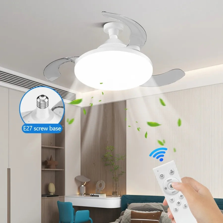 Ventilatore da soffitto con pale retrattili e luce LED – dettaglio 1