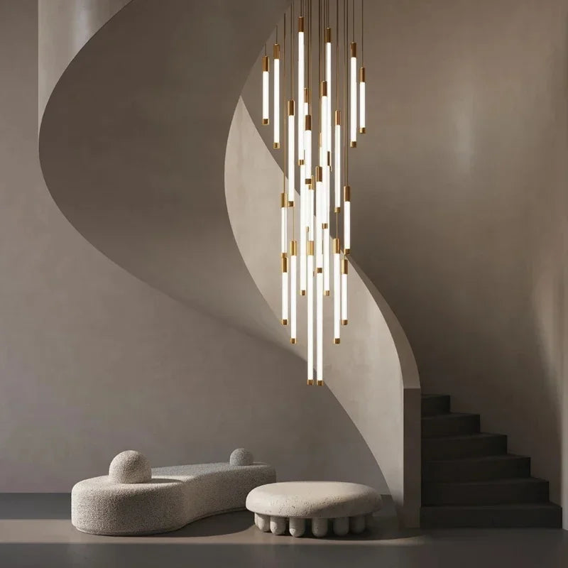 Lampadario LED per scale, 3, 5 o 8 luci, 3 finiture – dettaglio 1