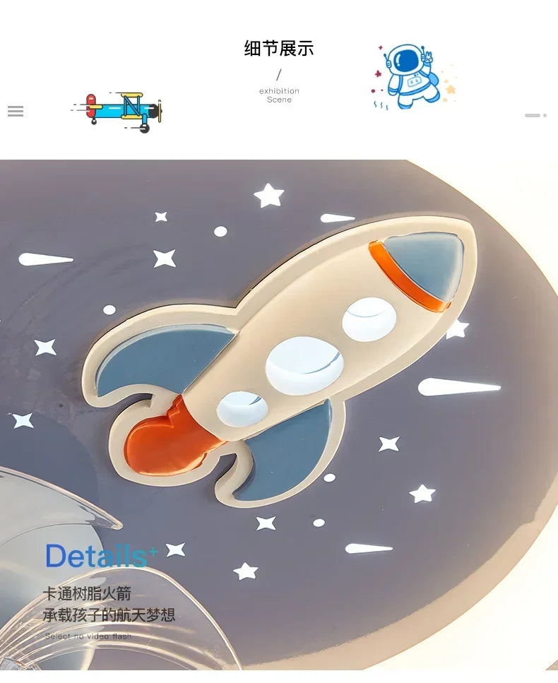 Plafoniera per cameretta a tema astronauta, 50 cm di diametro – dettaglio 5