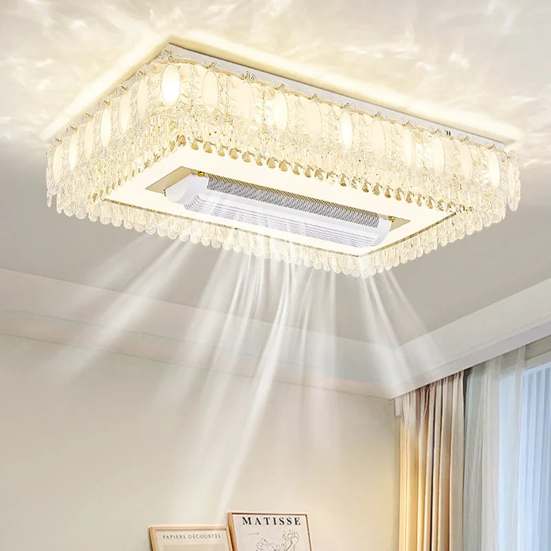 Ventilatore da soffitto in cristallo con luce LED dimmerabile – dettaglio 2