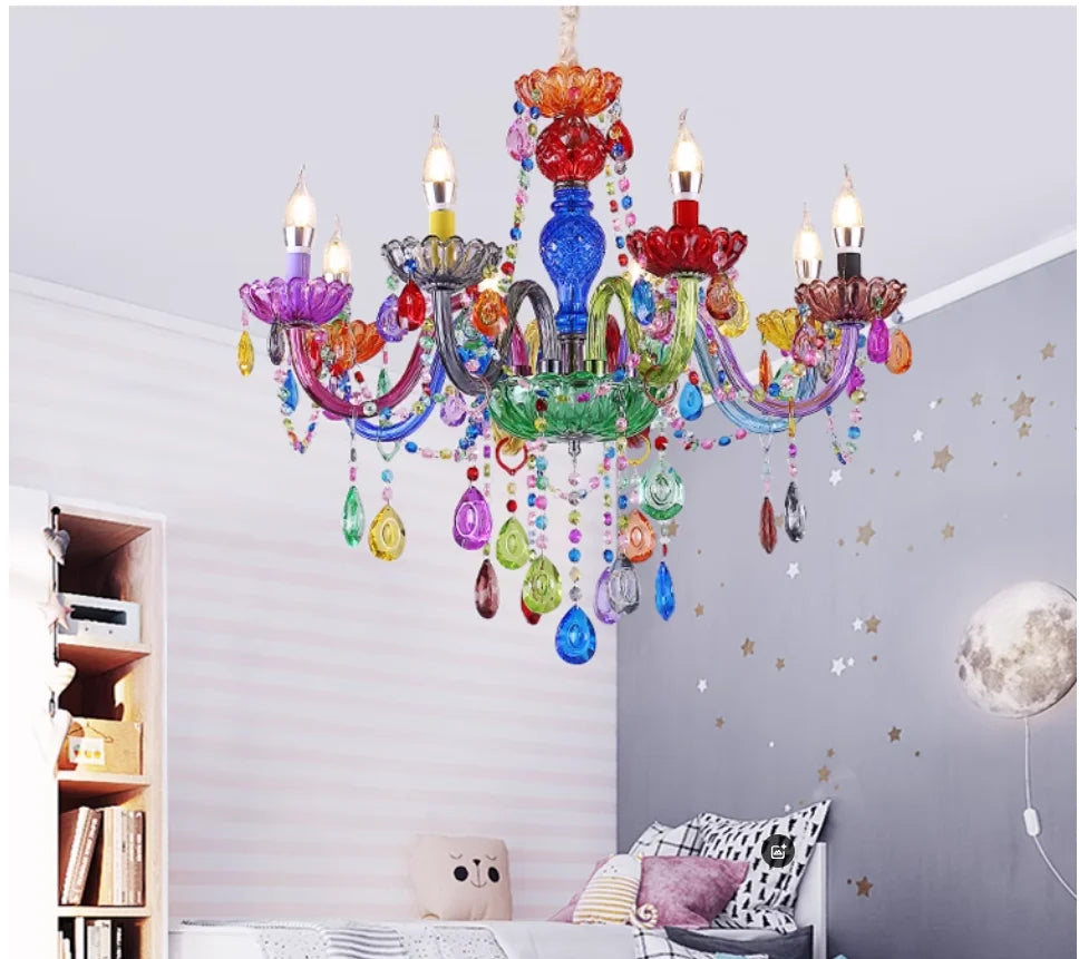 Lampadario a candela in cristallo colorato, da 5 a 10 luci – dettaglio 5