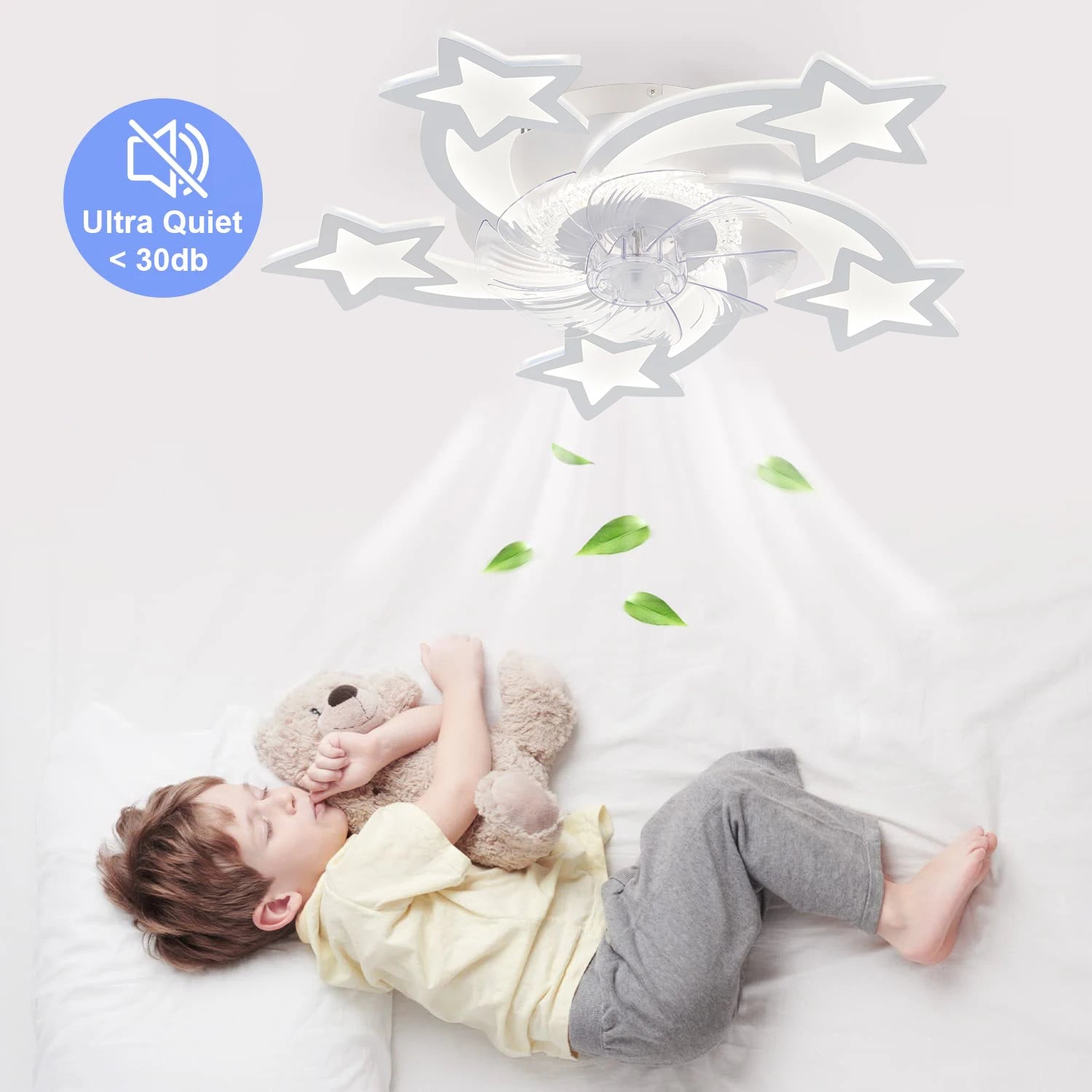 Ventilatore da Soffitto Moderno a Forma di Stella, Illuminazione Decorativa per Camera da Letto e Soggiorno – foto 2