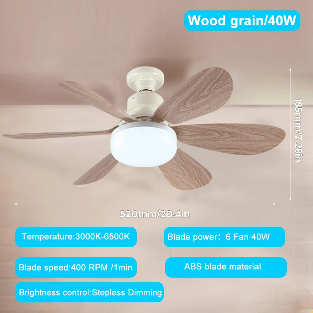 E26 E27 Base per uso domestico Ventilatore da soffitto a LED Luce per ventilatore intelligente remoto senza – foto 8