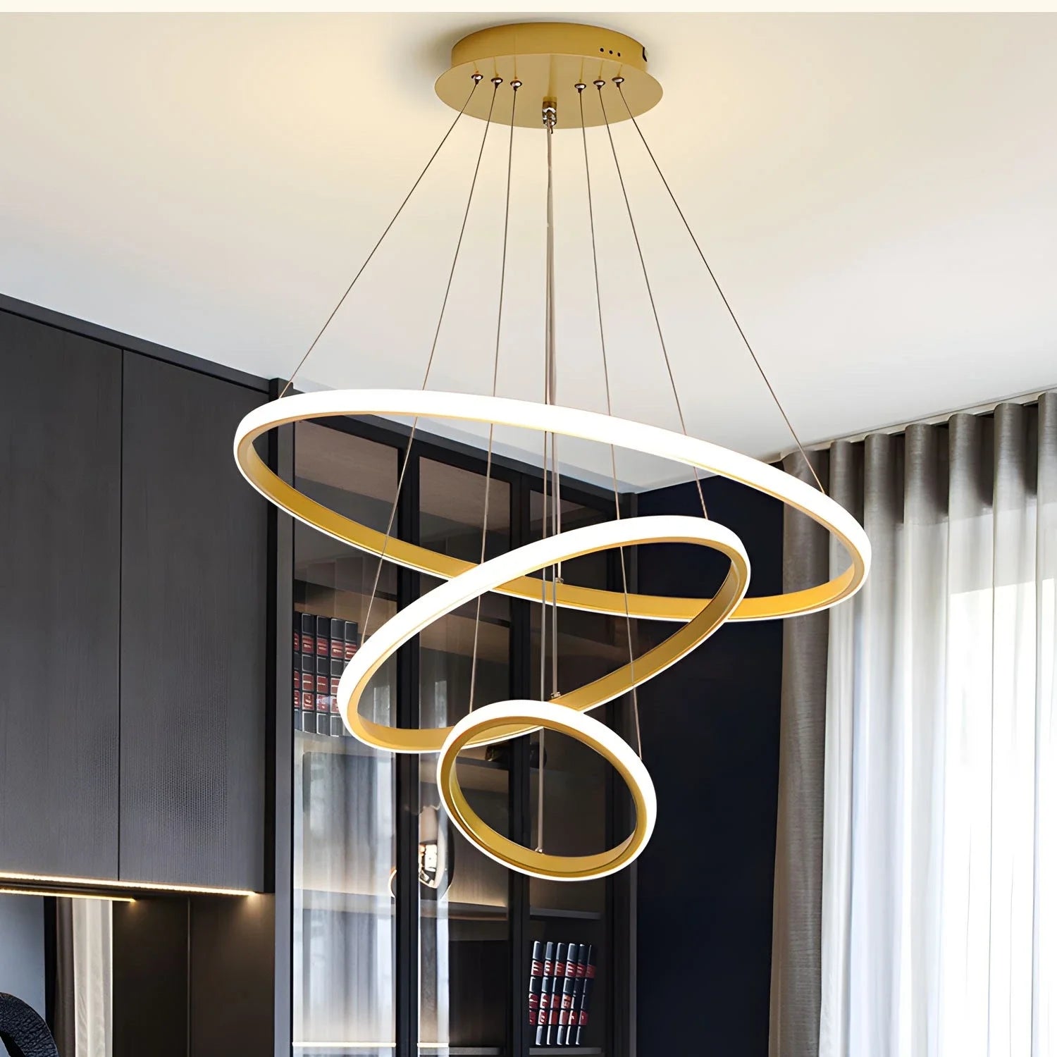 Lampadario moderno per sala da pranzo, oro, bianco o nero – dettaglio 1