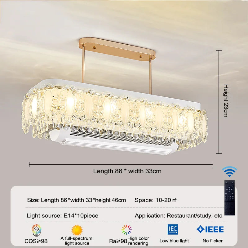 Ventilatore da soffitto in cristallo con luce LED dimmerabile – dettaglio 6