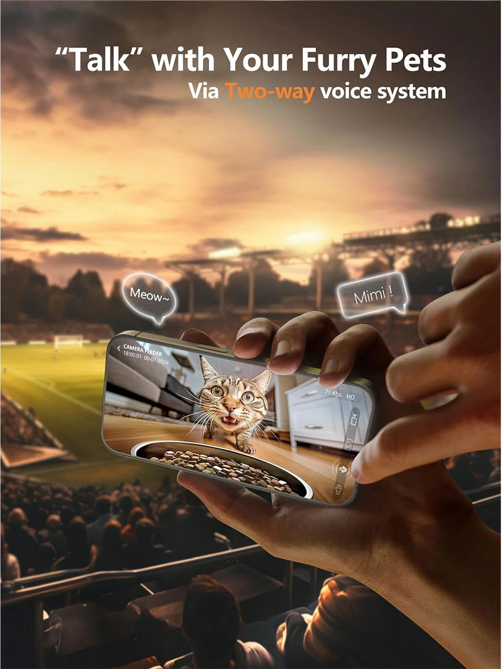 Distributore automatico di crocchette con telecamera HD e WiFi – dettaglio 4