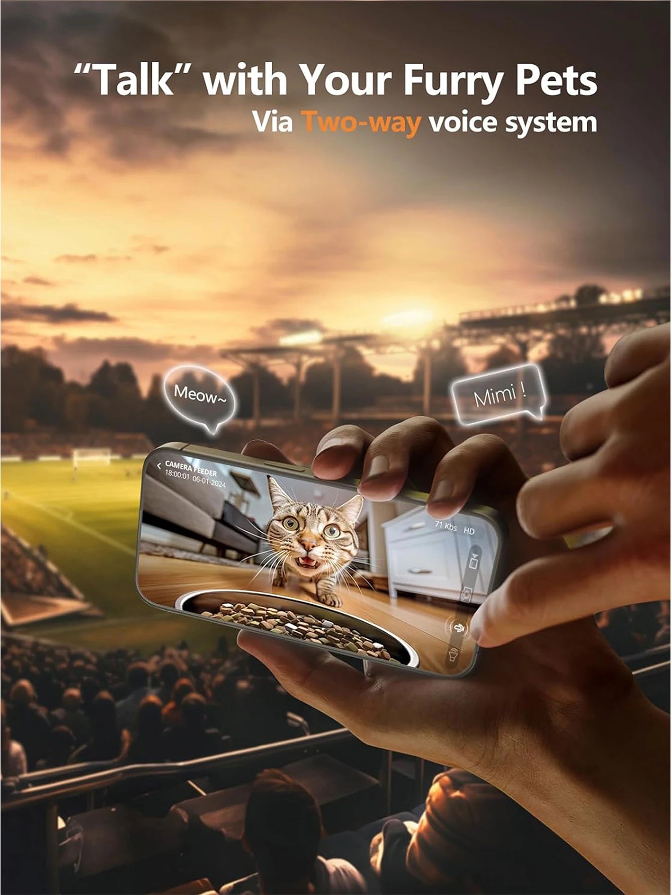 Distributore automatico di crocchette con telecamera HD e WiFi – dettaglio 4