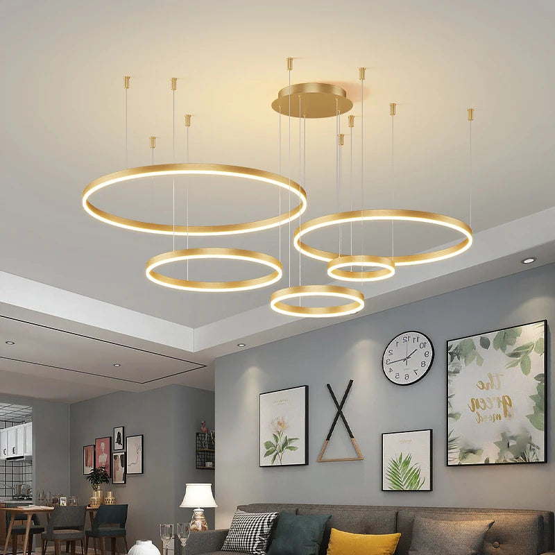 Lampadario LED ad anelli circolari, da 1 a 5 anelli, 40-80 cm – dettaglio 3