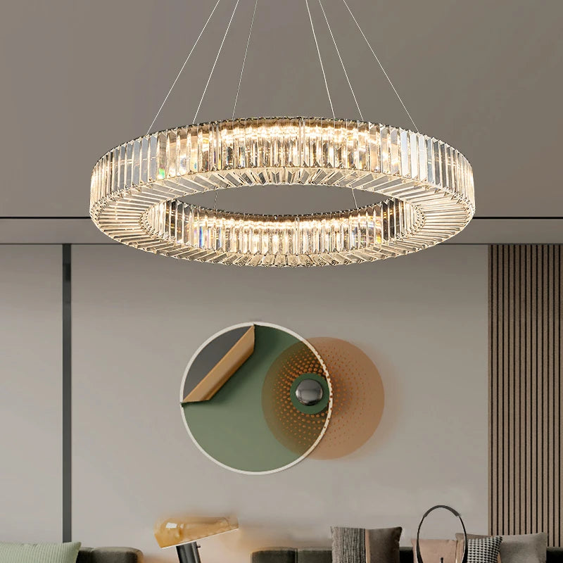 Lampadario LED in cristallo rotondo da 60 cm – dettaglio 1