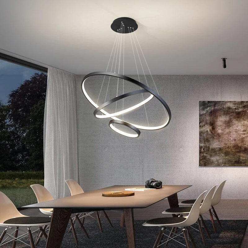 Lampadario moderno a soffitto a LED Villa Soggiorno Camera da letto Sala da pranzo Lampadario in ferro – foto 3