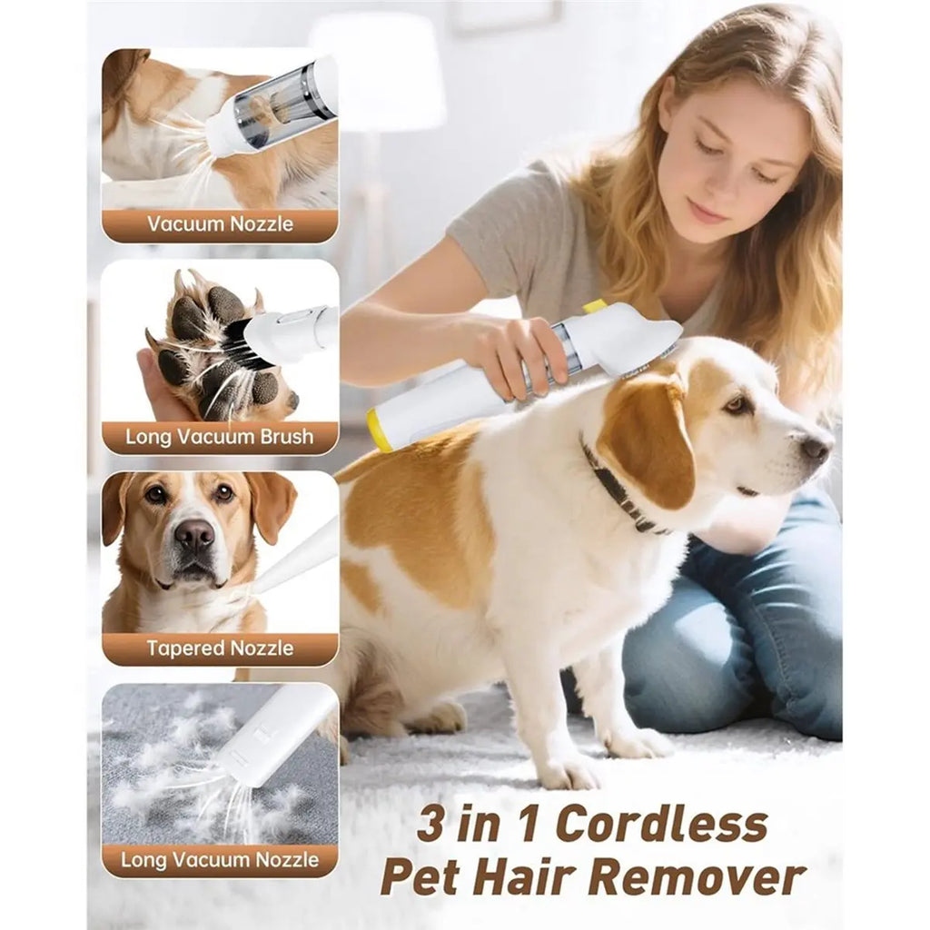 Spazzola aspirante senza fili per peli di cane, kit completo – dettaglio 5