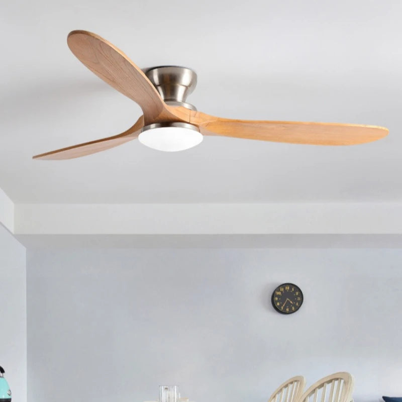 Ventilatore da Soffitto Moderno M 52 Pollici con Luce, in Legno Massello, Telecomando, Illuminazione LED per – foto 2