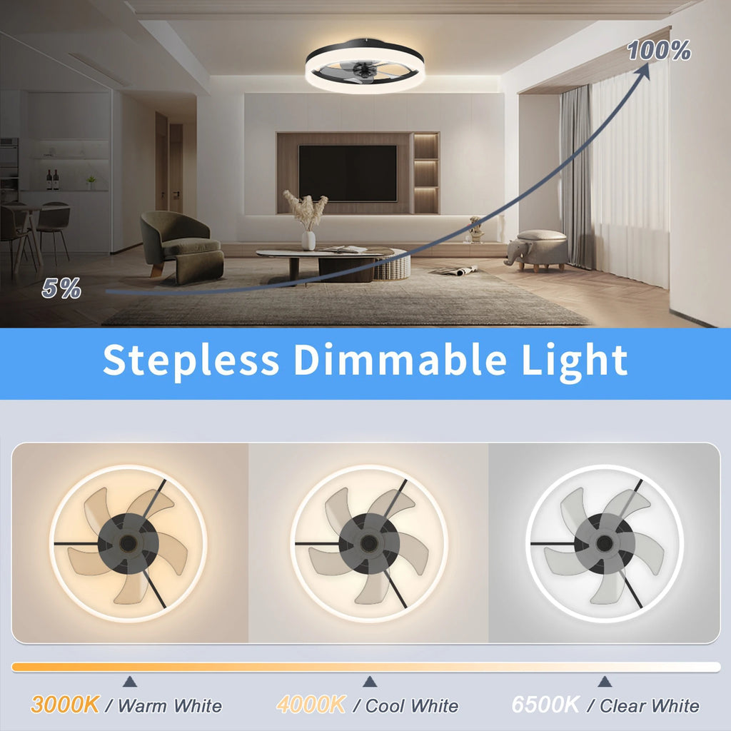 Ventilatore da soffitto con luce moderna dimmerabile telecomando ventilatori da soffitto soggiorno AC – foto 2