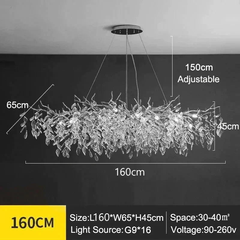 Lampadario moderno di lusso a soffitto in cristallo Lampada a sospensione a led Sala da pranzo Soggiorno – foto 8