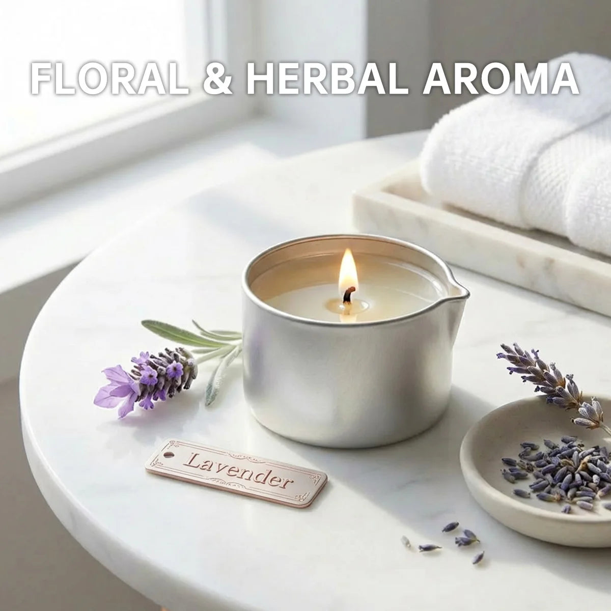 Candela profumata in cera di soia per aromaterapia – dettaglio 1