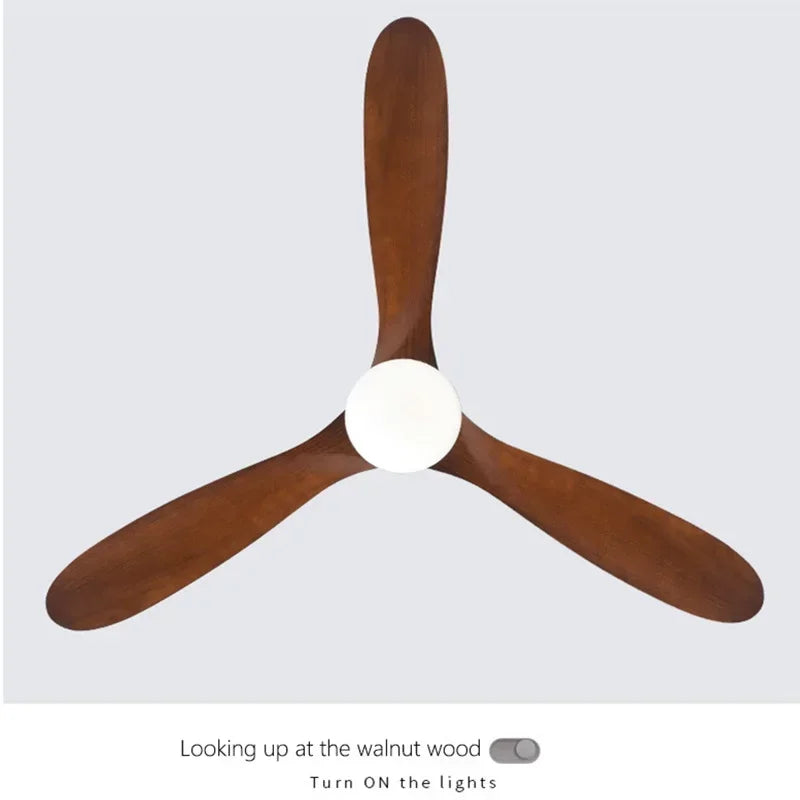 Ventilatore da Soffitto Moderno M 52 Pollici con Luce, in Legno Massello, Telecomando, Illuminazione LED per – foto 6