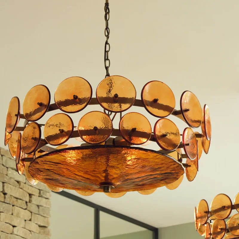 Lampadario in vetro artistico E14, 60 cm, 3 colori